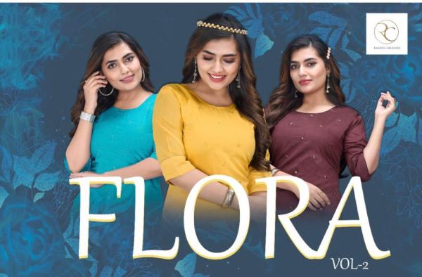 Ramdev Flora Vol 2 Chanderi Sequance  Designer Kurti Collection